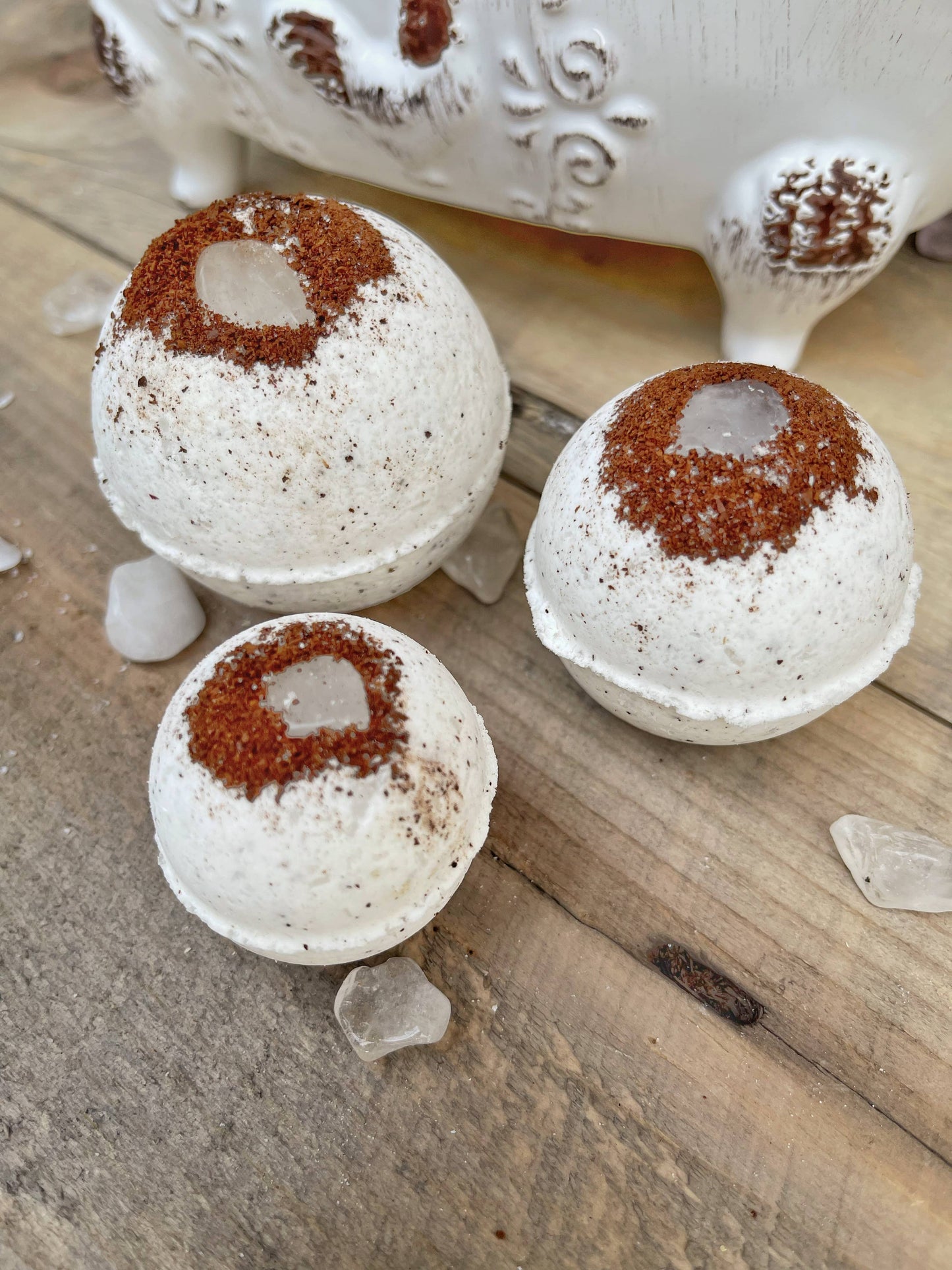 Crystal Quartz & Coffee Bath Bombs
