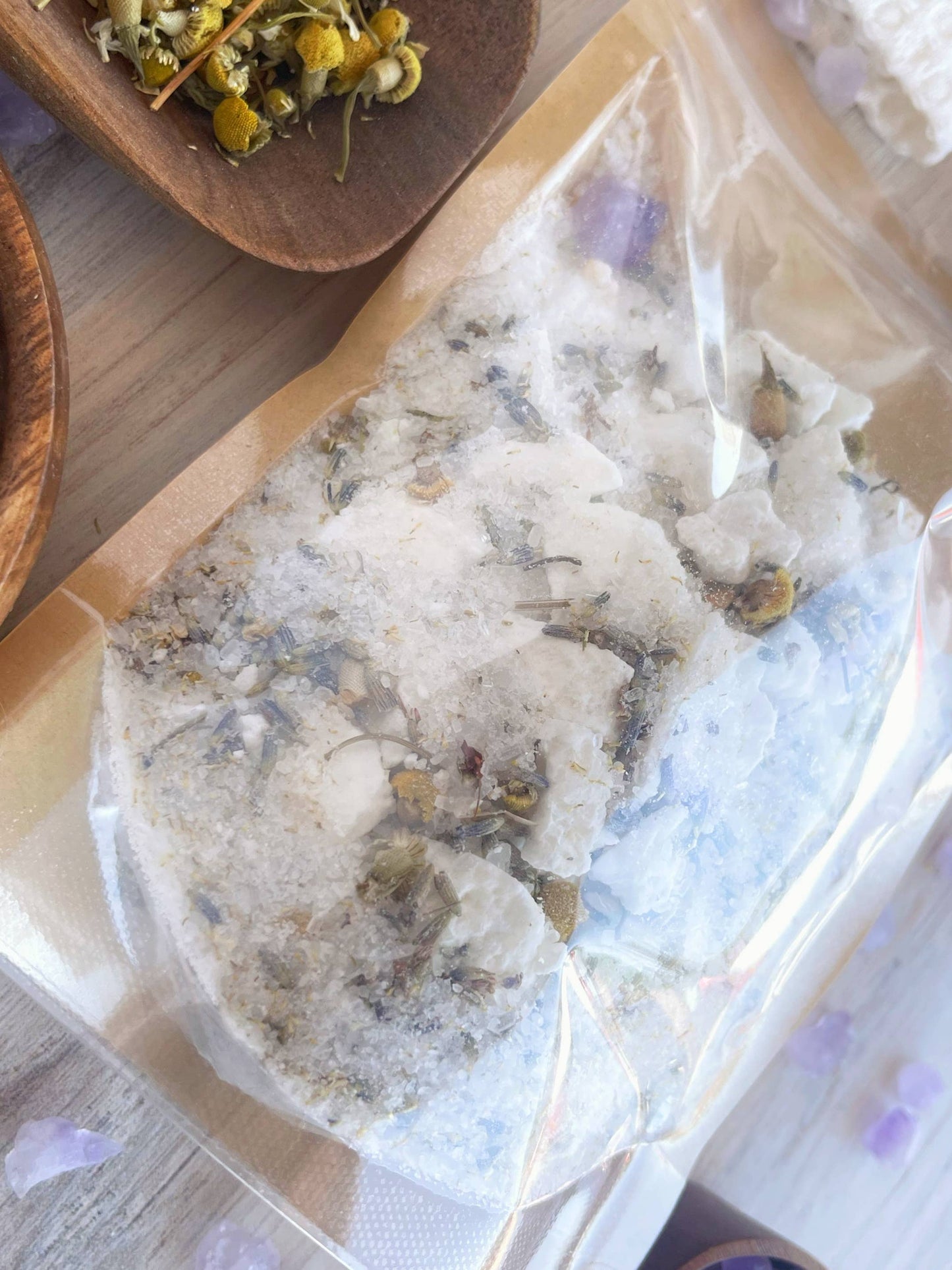 Amethyst, Chamomile & Melatonin Crumbled Bath Bomb Bath Soak