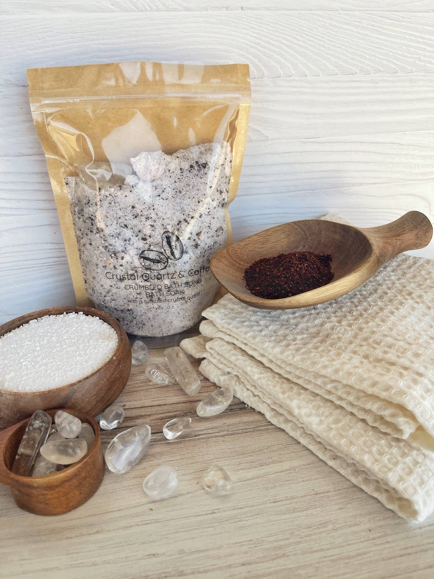 Crystal Quartz & Coffee Crumbled Bath Bomb Bath Soak