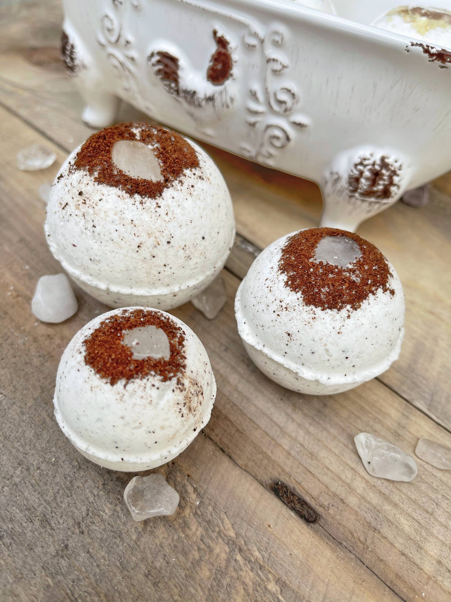 Crystal Quartz & Coffee Bath Bombs